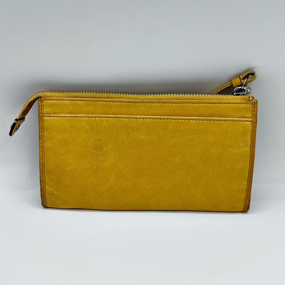 Coach Legacy Mustard Yellow Waxed Leather Wristlet Clutch - Picture 2 of 3